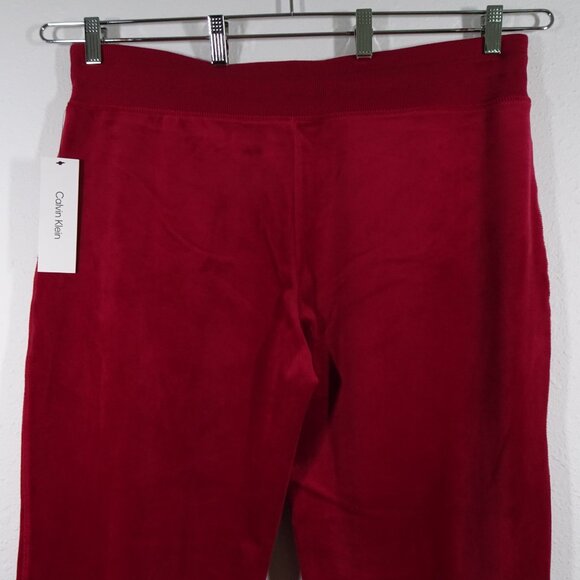 Calvin Klein Velour Pants Women's Size XL Red Pull On Elastic Waist Wide Leg - Picture 6 of 11